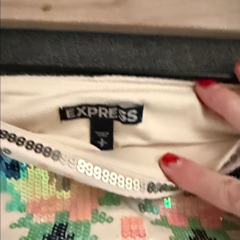 Express Sequin Geometric Pattern Skirt - Multicol… - image 3